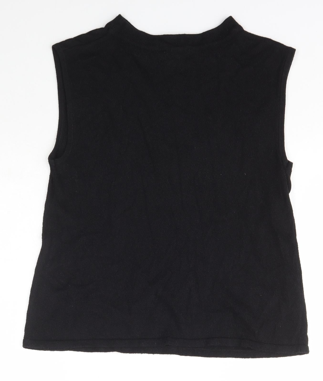 OffShoot Womens Black Boat Neck  Viscose Vest Jumper Size M
