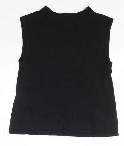 OffShoot Womens Black Boat Neck  Viscose Vest Jumper Size M