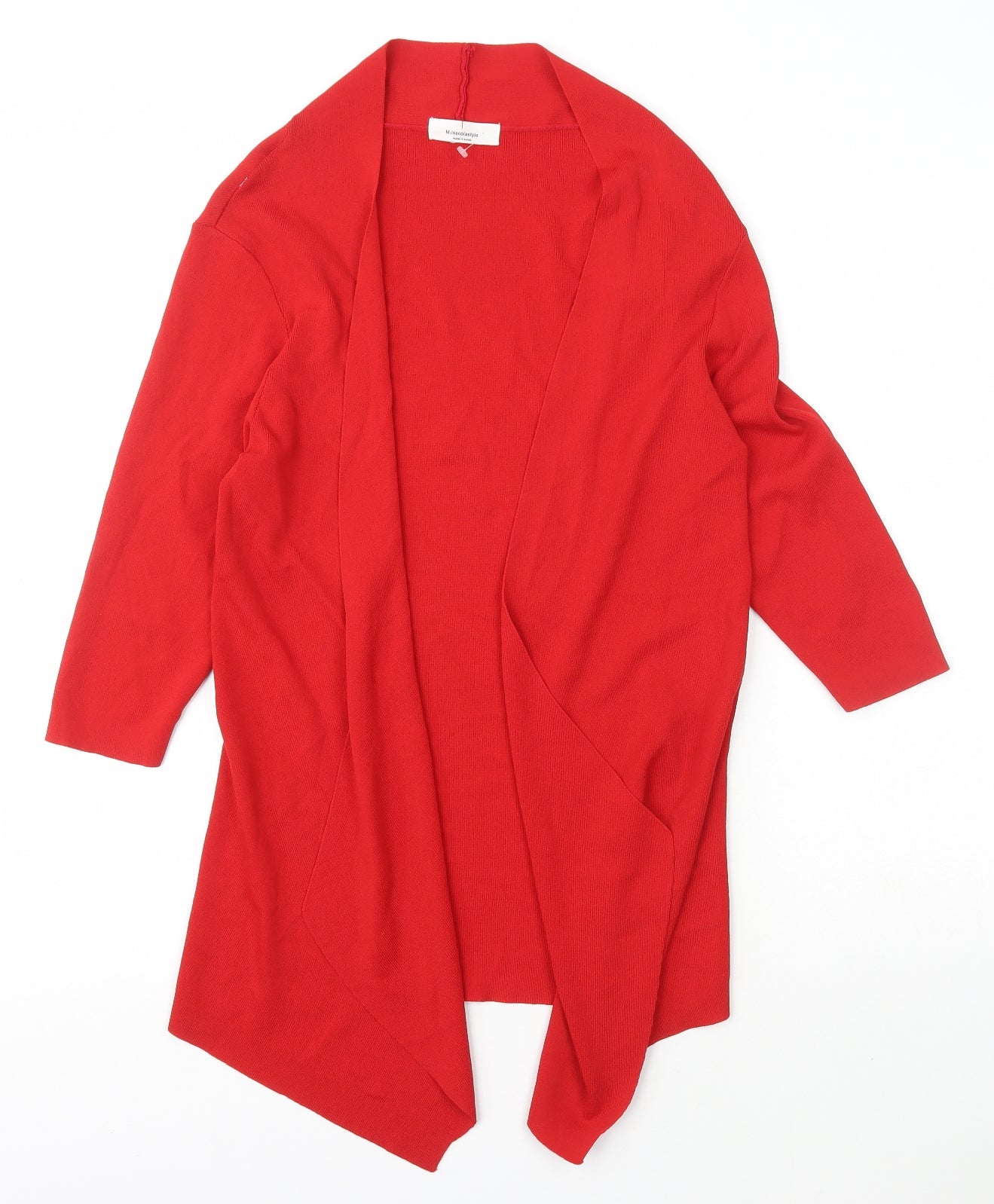 Misscolastyle Womens Red Collared  Acrylic Cardigan Jumper Size M