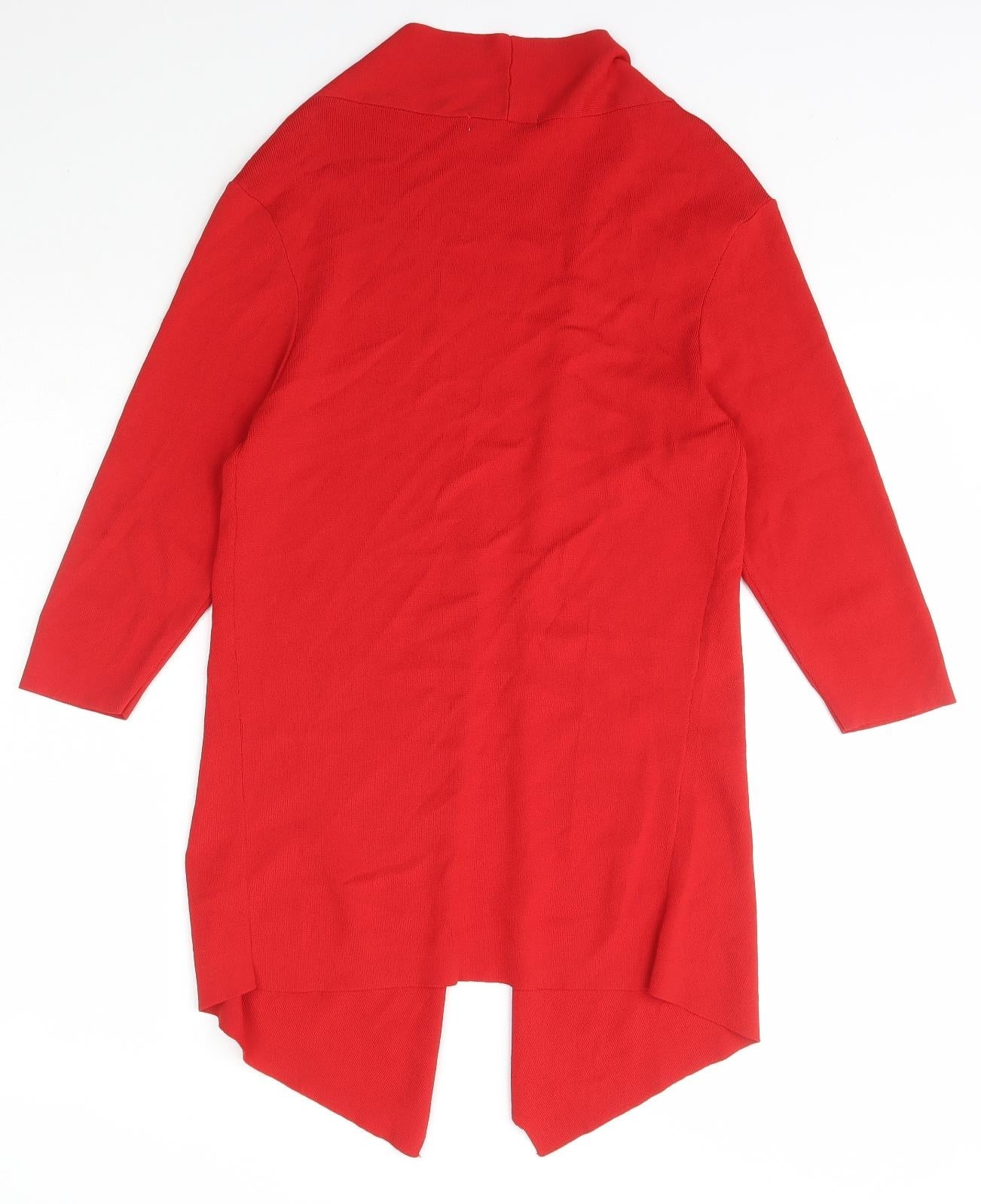 Misscolastyle Womens Red Collared  Acrylic Cardigan Jumper Size M