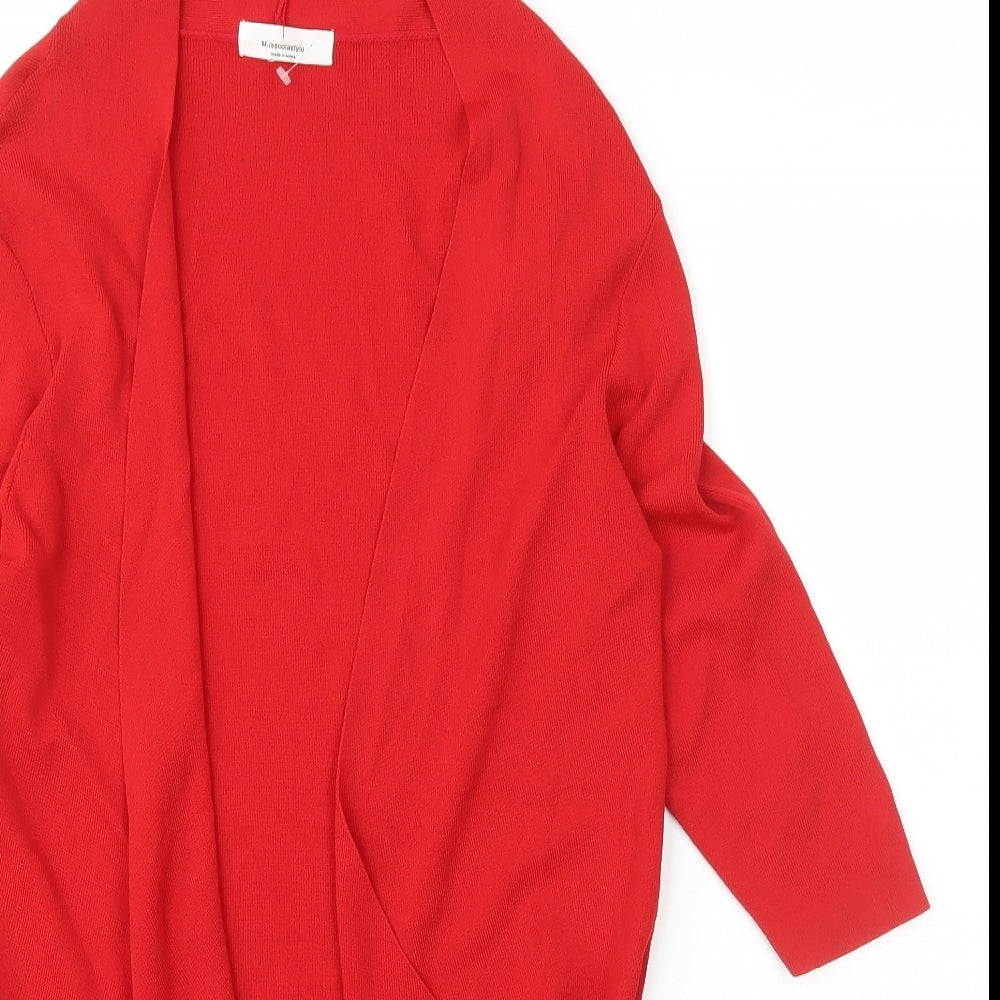 Misscolastyle Womens Red Collared  Acrylic Cardigan Jumper Size M