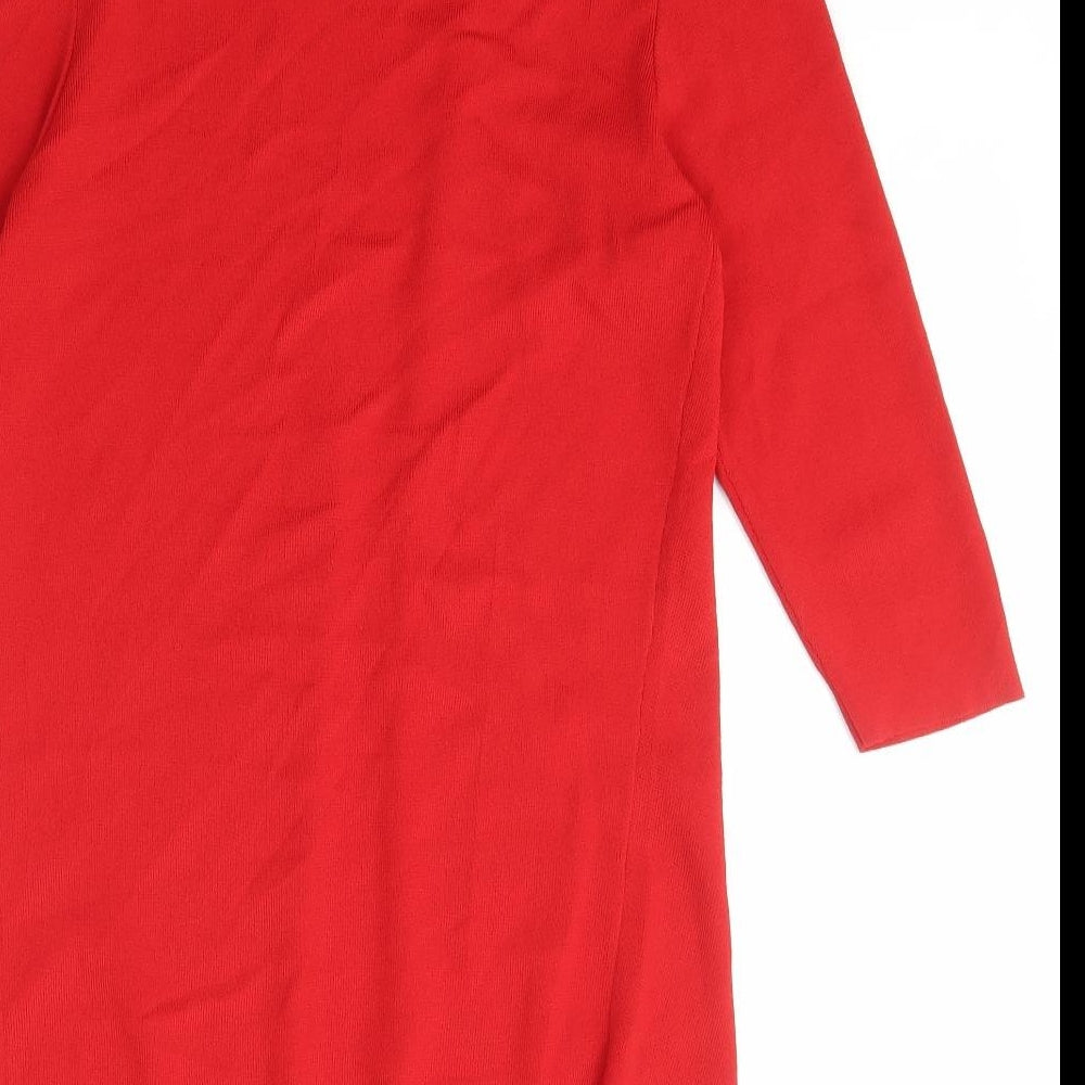 Misscolastyle Womens Red Collared  Acrylic Cardigan Jumper Size M