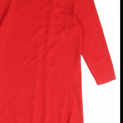 Misscolastyle Womens Red Collared  Acrylic Cardigan Jumper Size M