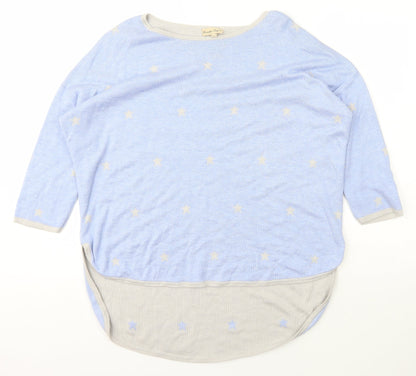 Phrase Eight Womens Blue Boat Neck Geometric Viscose Pullover Jumper Size M