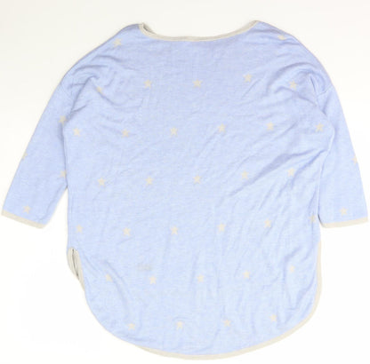 Phrase Eight Womens Blue Boat Neck Geometric Viscose Pullover Jumper Size M