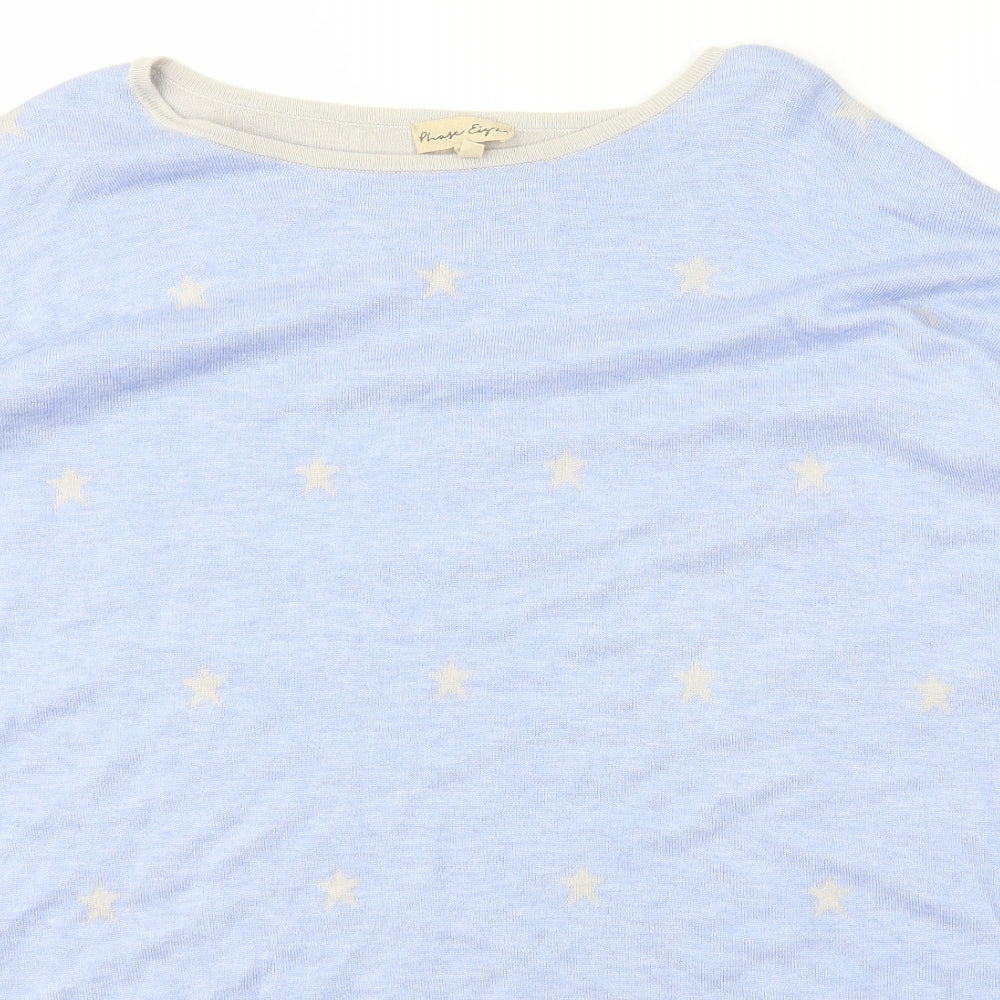 Phrase Eight Womens Blue Boat Neck Geometric Viscose Pullover Jumper Size M