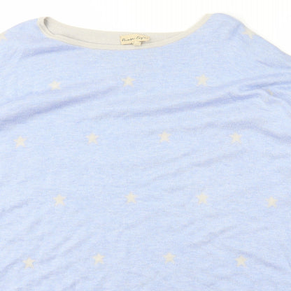 Phrase Eight Womens Blue Boat Neck Geometric Viscose Pullover Jumper Size M