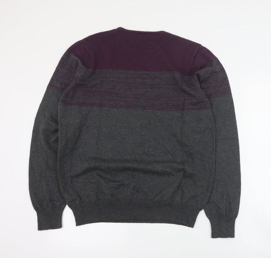 Autograph Mens Grey Round Neck  Cotton Pullover Jumper Size M