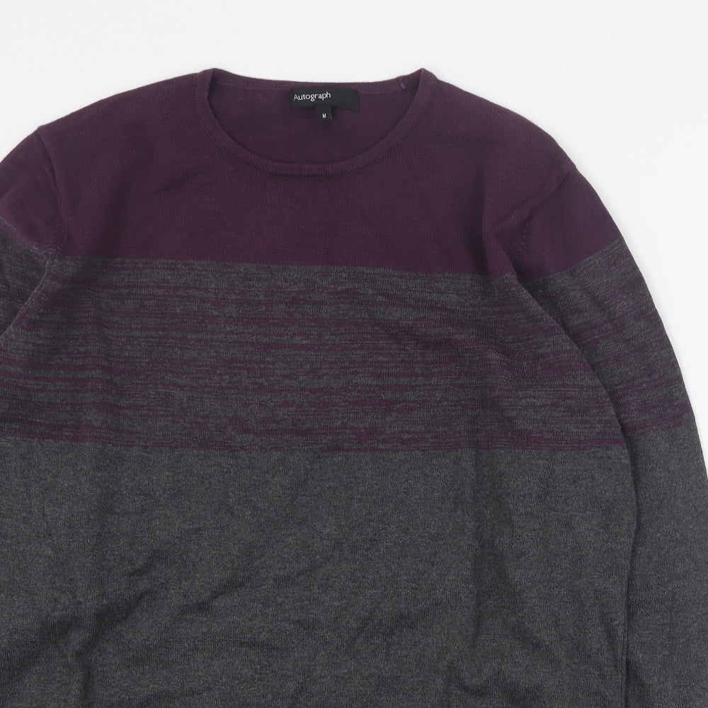 Autograph Mens Grey Round Neck  Cotton Pullover Jumper Size M