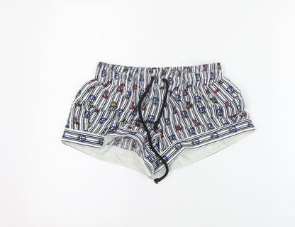 River Island Womens Black Striped Viscose Paperbag Shorts Size 8  Regular Drawstring