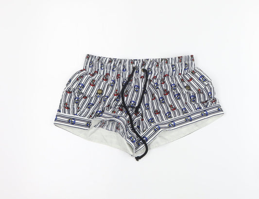 River Island Womens Black Striped Viscose Paperbag Shorts Size 8  Regular Drawstring