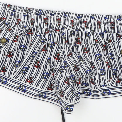 River Island Womens Black Striped Viscose Paperbag Shorts Size 8  Regular Drawstring