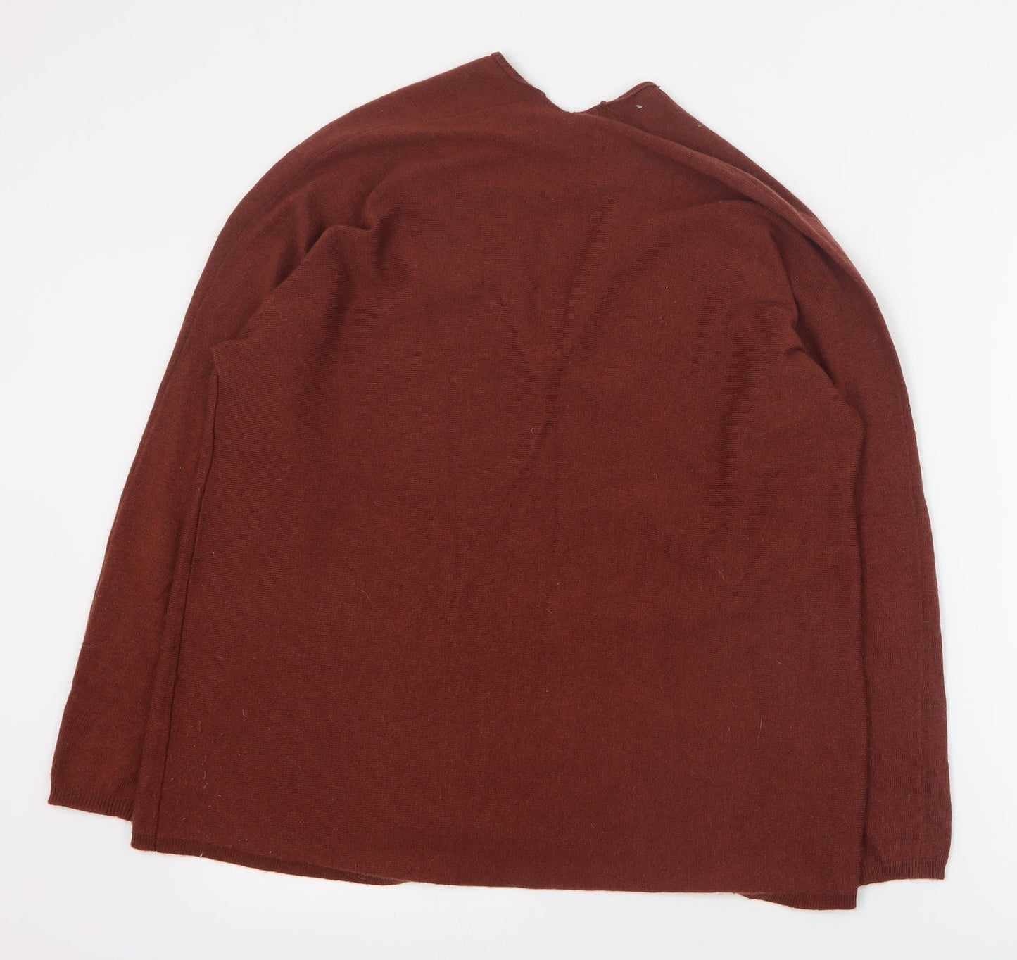 Gallery Womens Brown V-Neck  Nylon Pullover Jumper Size M