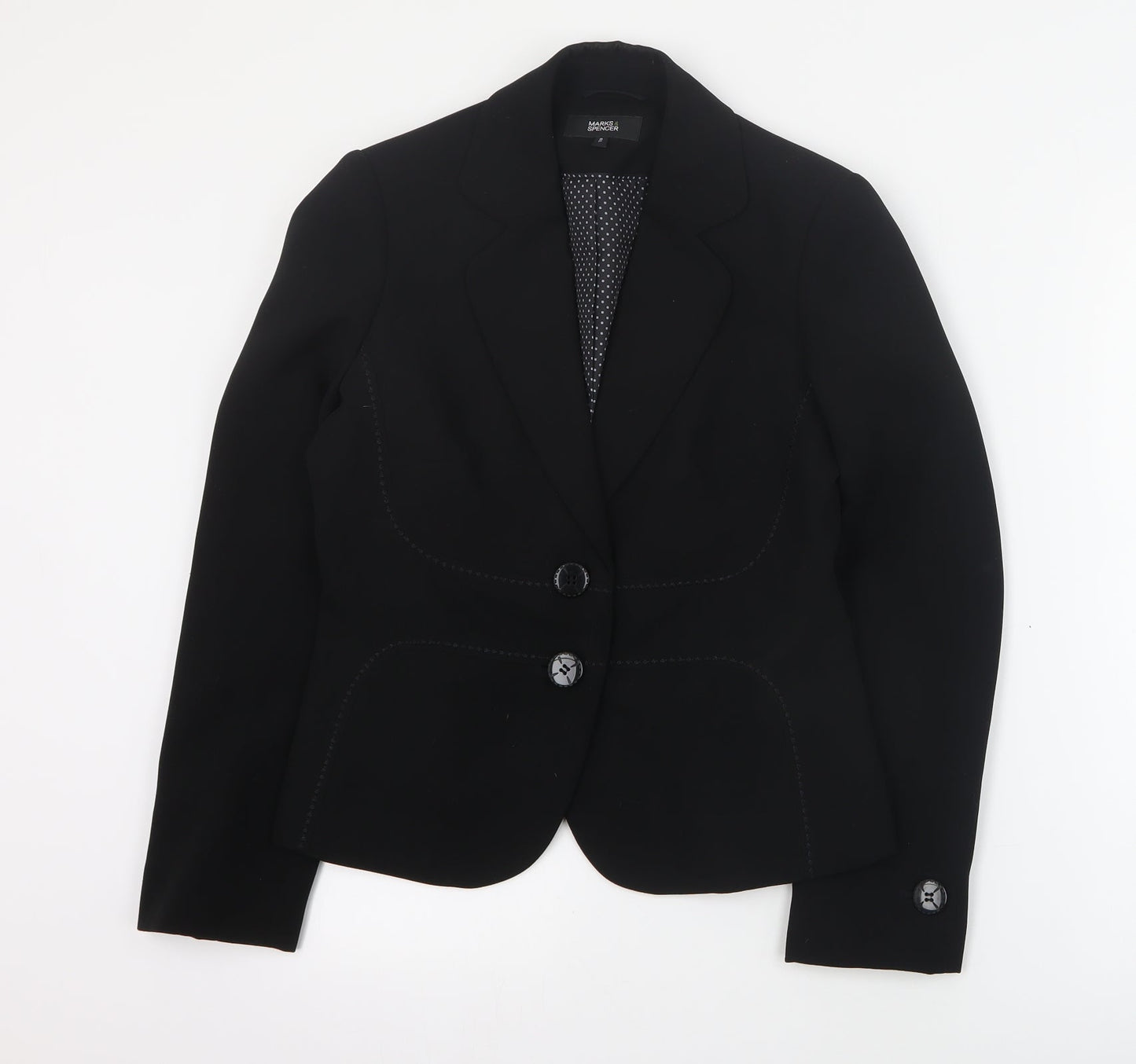 Marks and Spencer Womens Black  Polyester Jacket Blazer Size 8
