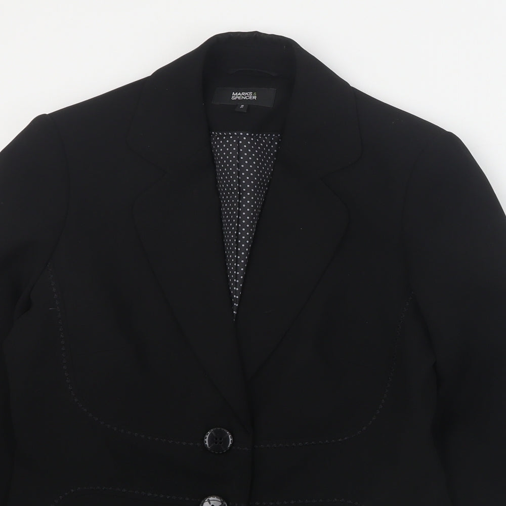 Marks and Spencer Womens Black  Polyester Jacket Blazer Size 8