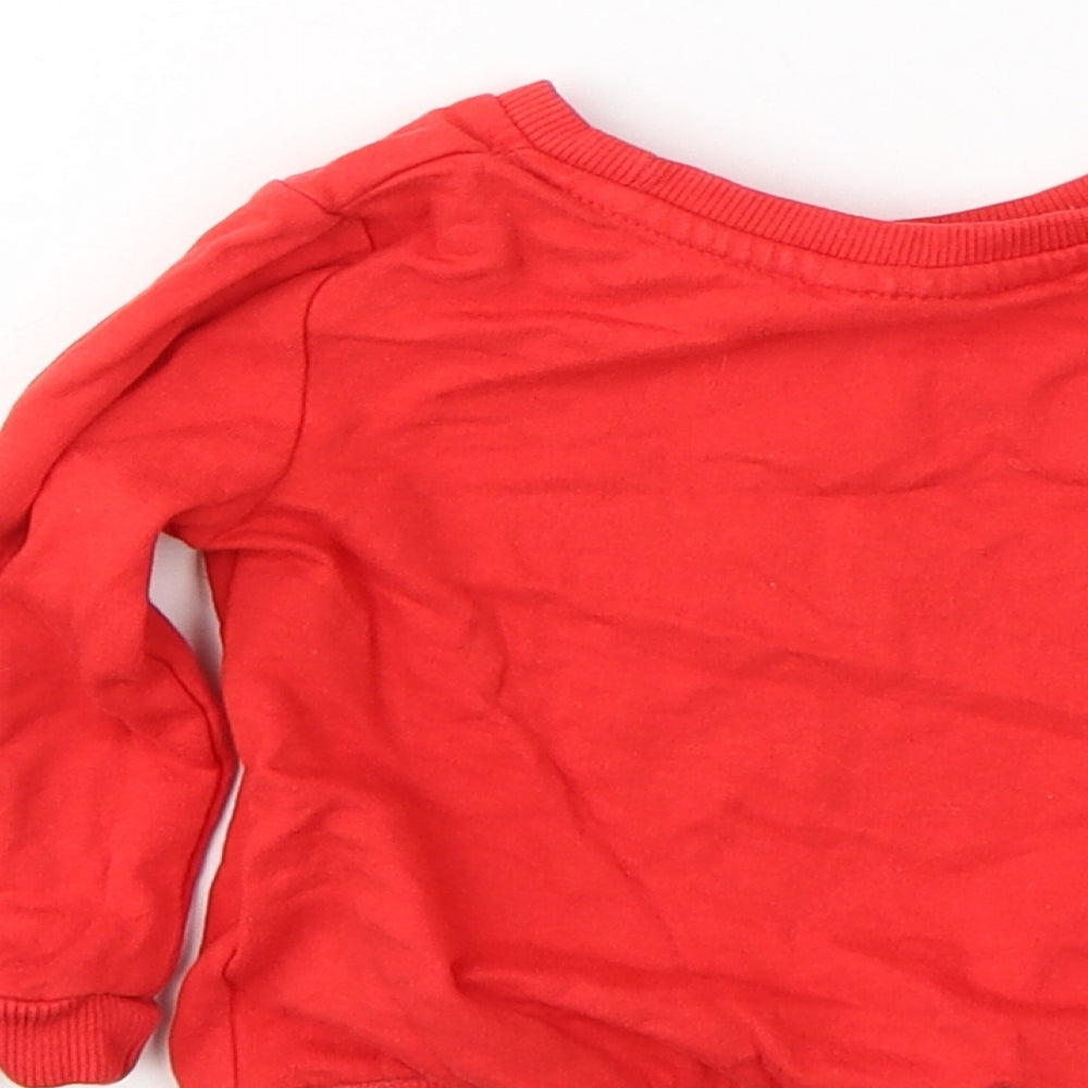 So Cute Girls Red  Cotton Pullover Casual Size 9-12 Months Round Neck Pullover - Christmas jumper