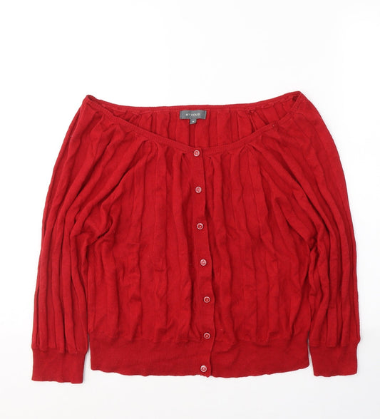 Womens UK Size 14 Matalan Red Cardigan Jumper