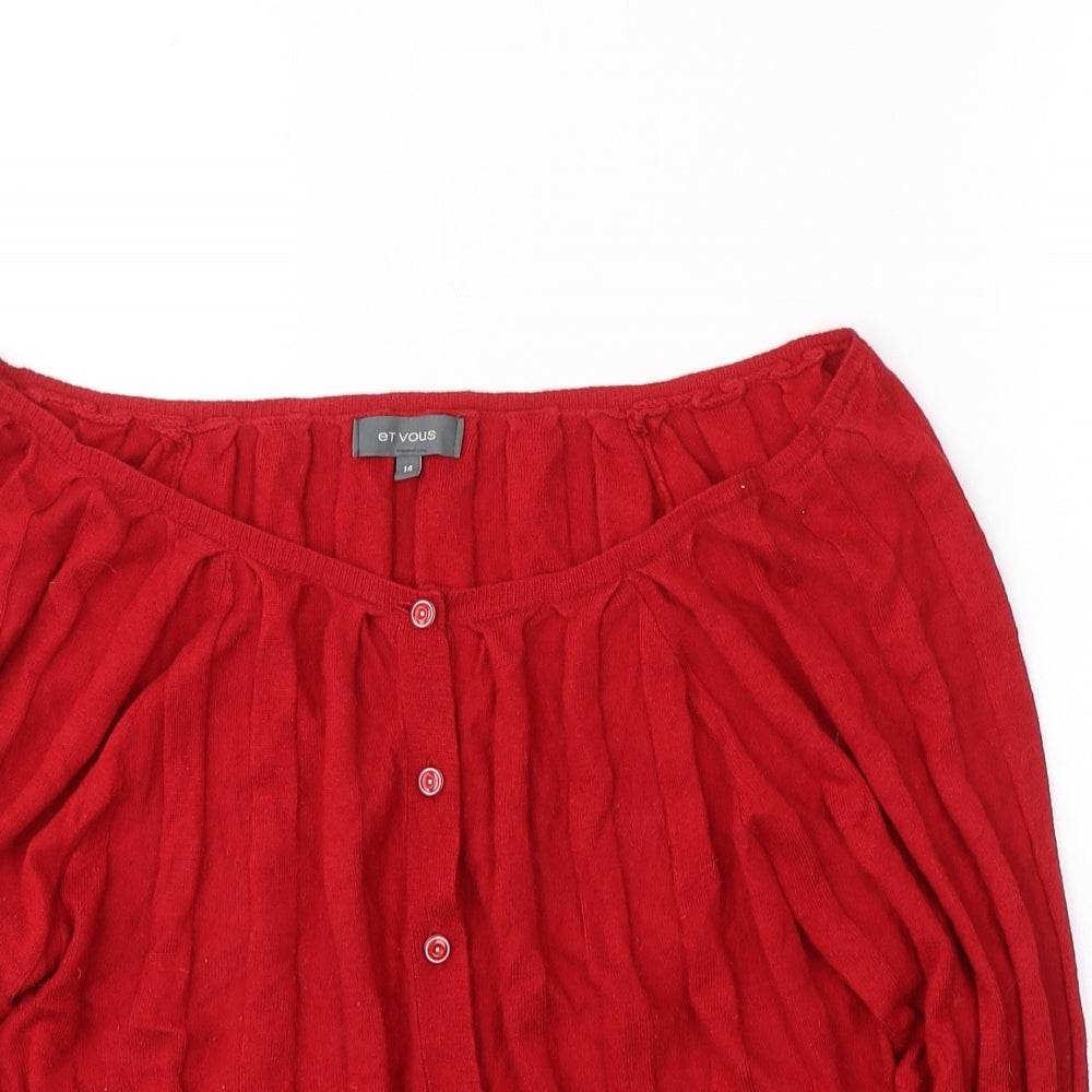 Womens UK Size 14 Matalan Red Cardigan Jumper