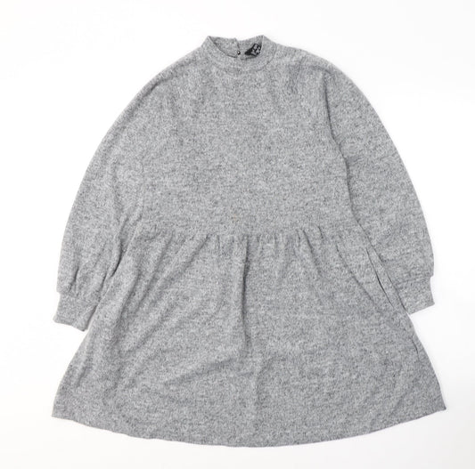 New Look Womens Grey  Polyester Jumper Dress  Size 6  Round Neck Pullover
