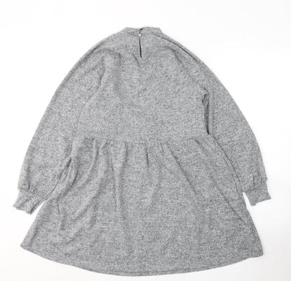 New Look Womens Grey  Polyester Jumper Dress  Size 6  Round Neck Pullover