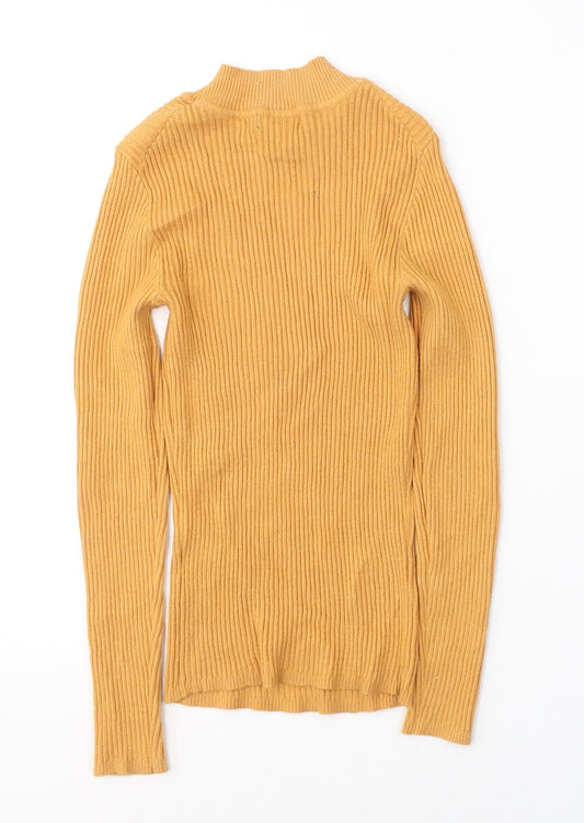 Primark Womens Yellow Round Neck  Viscose Pullover Jumper Size S