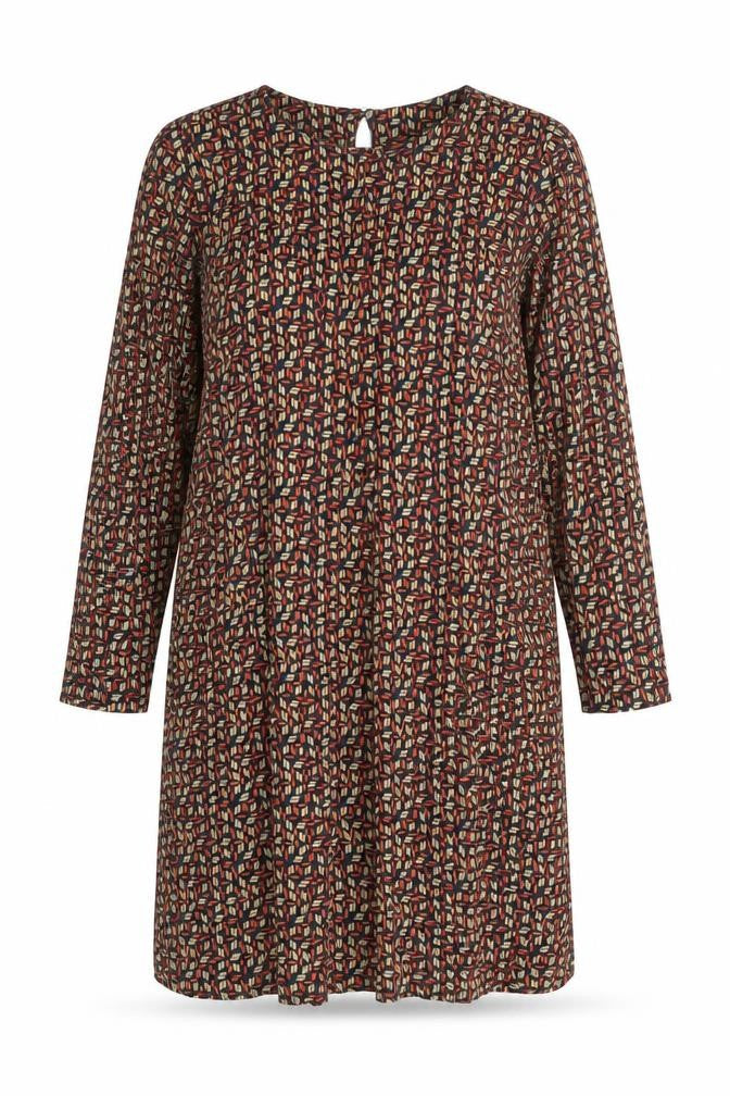 United Colors of Benetton Womens Multicoloured Geometric Viscose A-Line  Size S  Round Neck Button