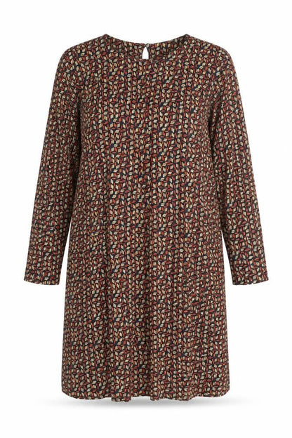 United Colors of Benetton Womens Multicoloured Geometric Viscose A-Line  Size S  Round Neck Button