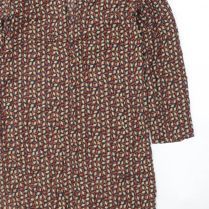 United Colors of Benetton Womens Multicoloured Geometric Viscose A-Line  Size S  Round Neck Button