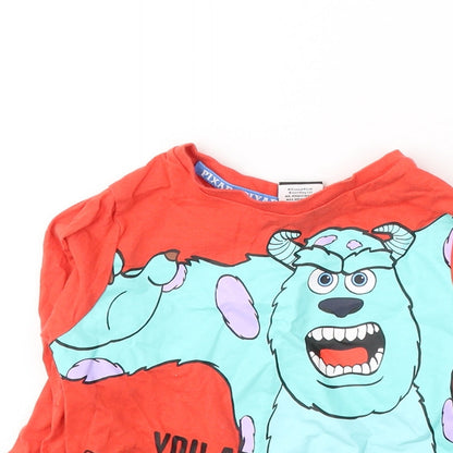 Disney Pixar Boys Red  Cotton Basic T-Shirt Size 2-3 Years Round Neck Pullover - Monsters Inc