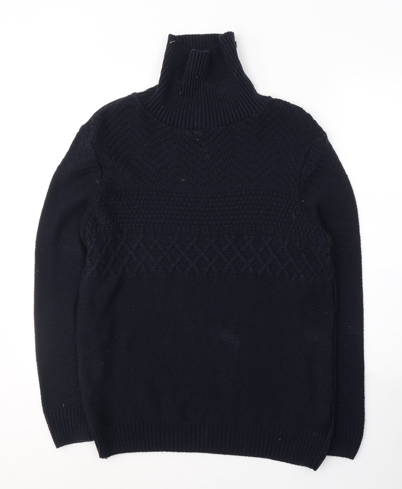 New Look Mens Blue High Neck  Acrylic Pullover Jumper Size M