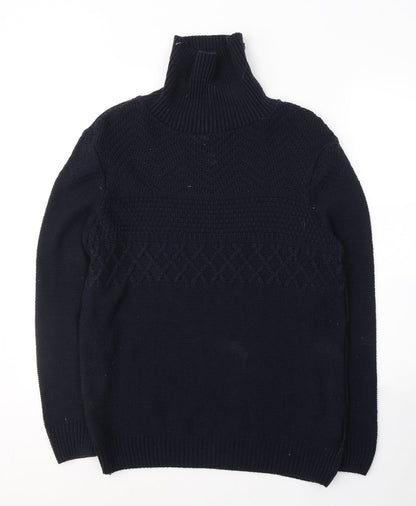 New Look Mens Blue High Neck  Acrylic Pullover Jumper Size M