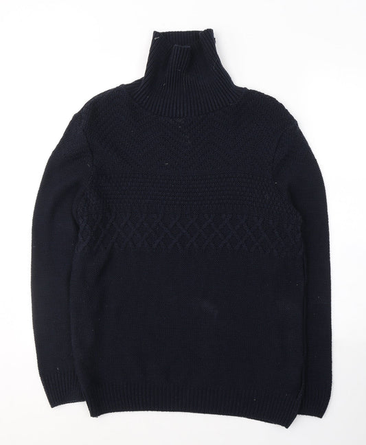 New Look Mens Blue High Neck  Acrylic Pullover Jumper Size M