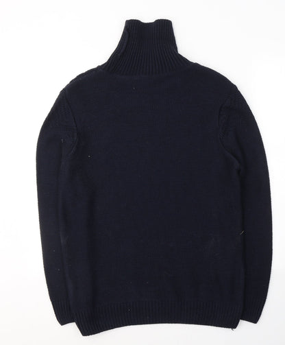 New Look Mens Blue High Neck  Acrylic Pullover Jumper Size M