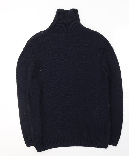New Look Mens Blue High Neck  Acrylic Pullover Jumper Size M