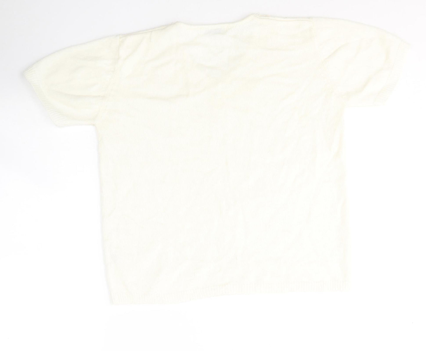 Damart Womens White  Acrylic Jersey T-Shirt Size 12 V-Neck