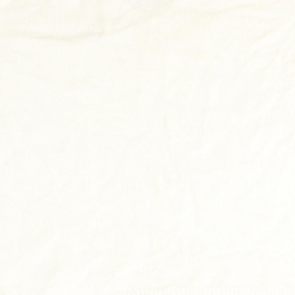 Damart Womens White  Acrylic Jersey T-Shirt Size 12 V-Neck