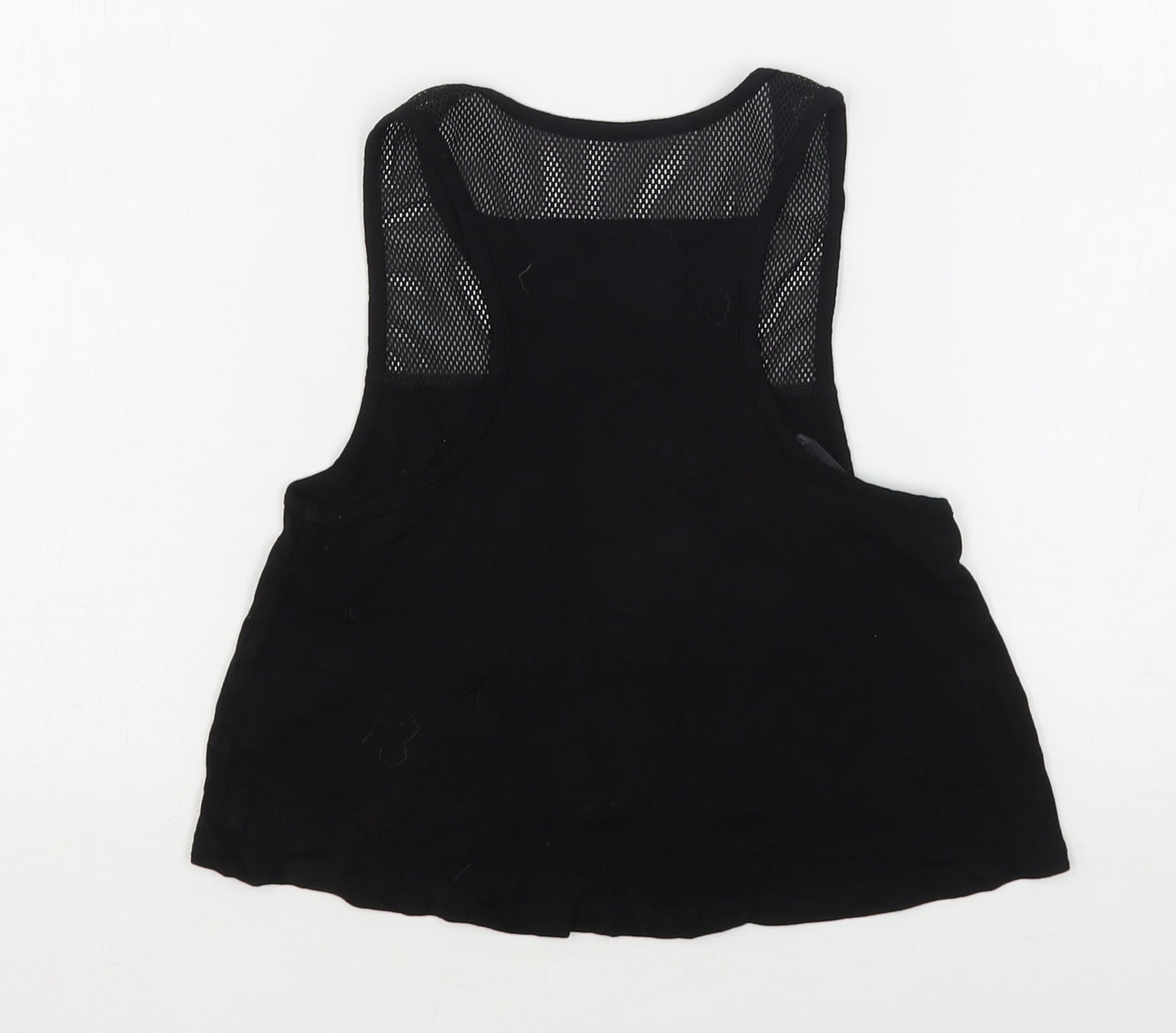 Pineapple  Girls Black Animal Print Viscose Basic Tank Size 9-10 Years Round Neck