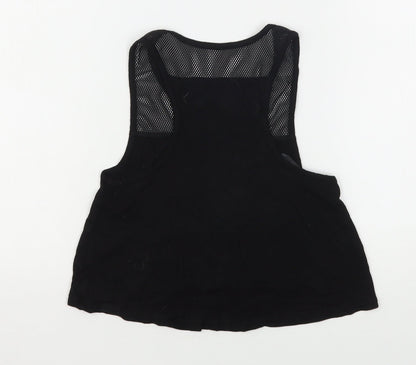 Pineapple  Girls Black Animal Print Viscose Basic Tank Size 9-10 Years Round Neck