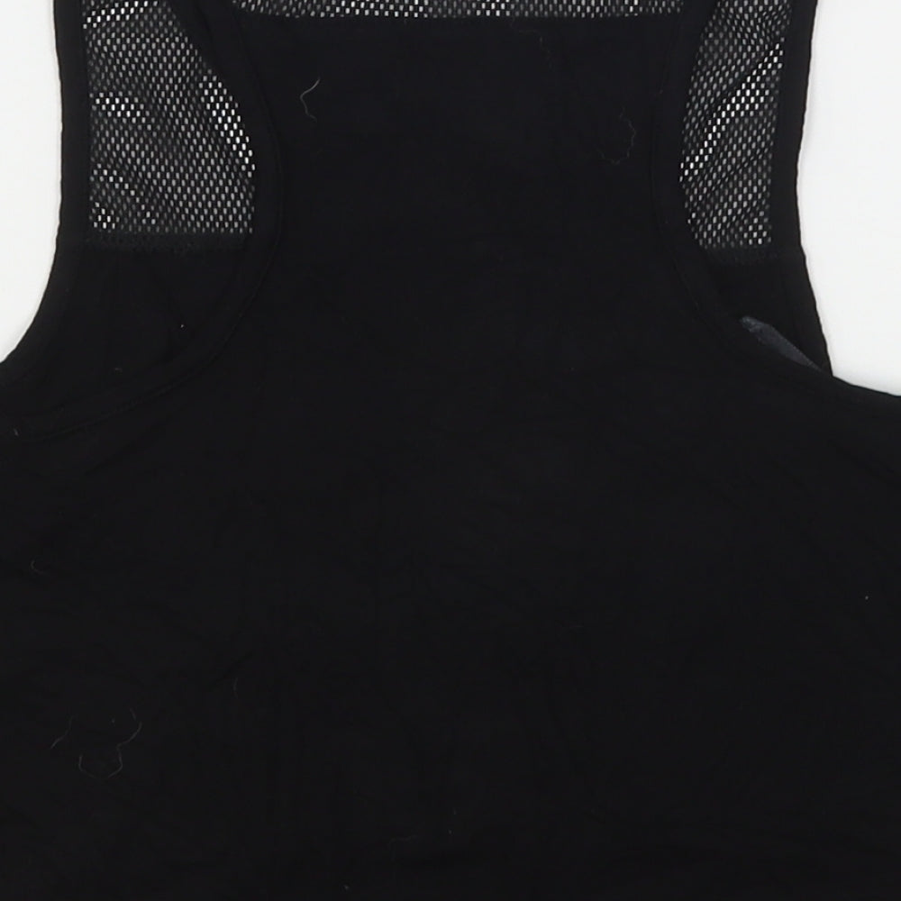 Pineapple  Girls Black Animal Print Viscose Basic Tank Size 9-10 Years Round Neck