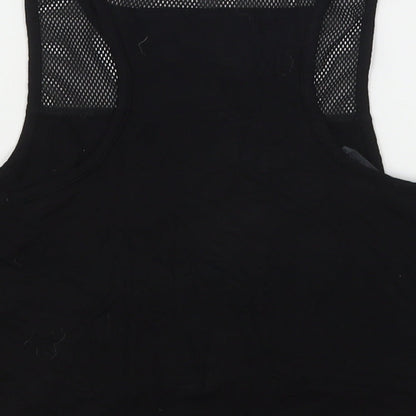 Pineapple  Girls Black Animal Print Viscose Basic Tank Size 9-10 Years Round Neck