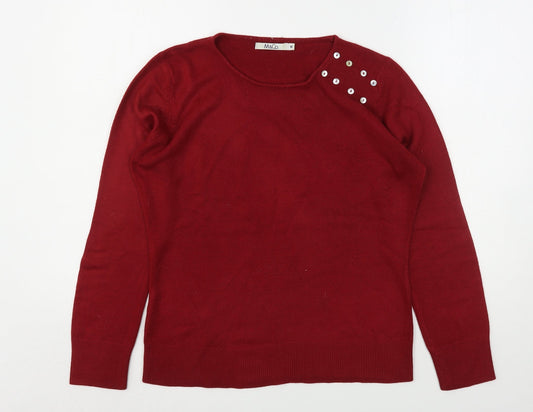 Womens UK Size M M&Co Red Pullover Jumper