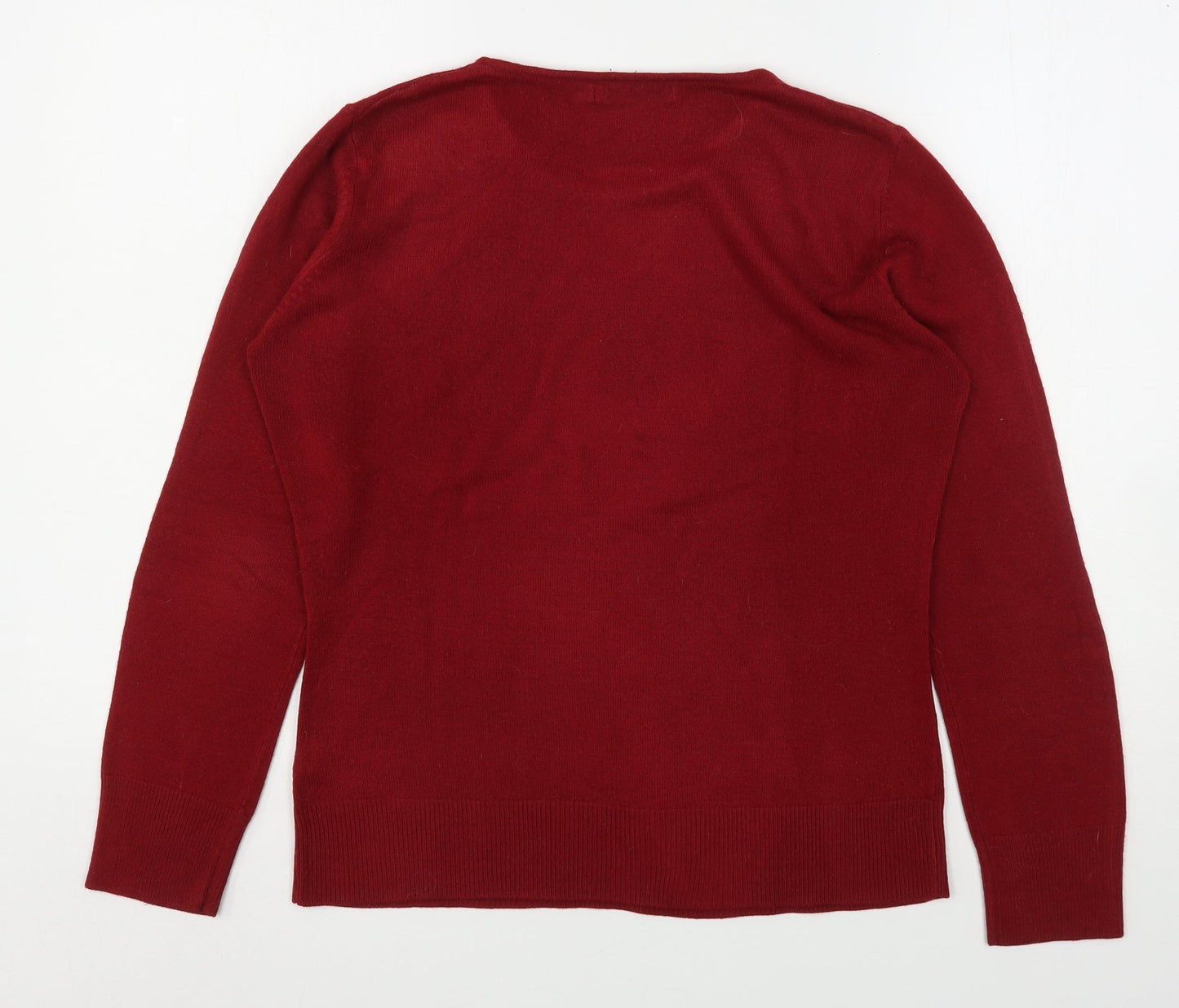 Womens UK Size M M&Co Red Pullover Jumper