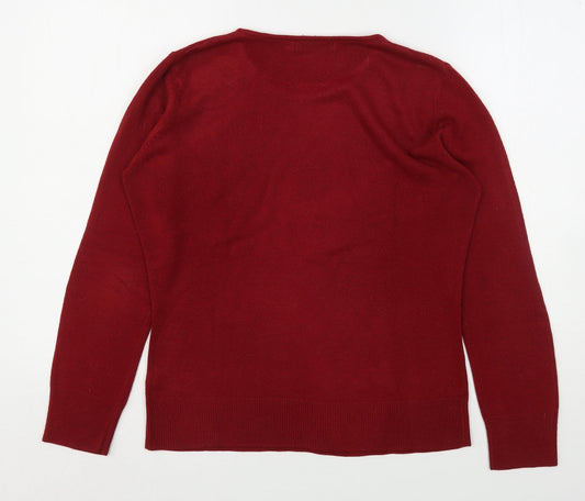 Womens UK Size M M&Co Red Pullover Jumper