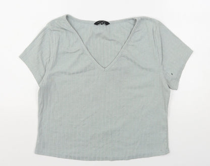 Womens UK Size 18 New Look Green Cropped T-Shirt
