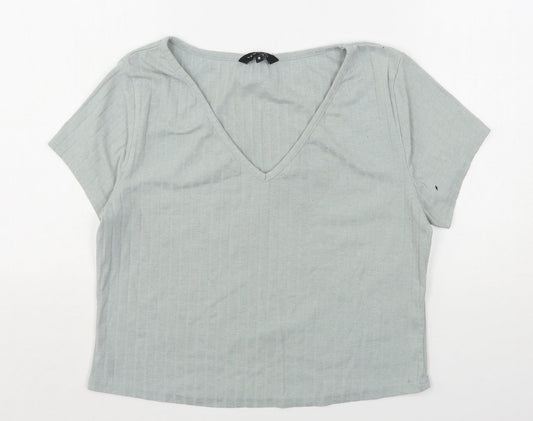 Womens UK Size 18 New Look Green Cropped T-Shirt