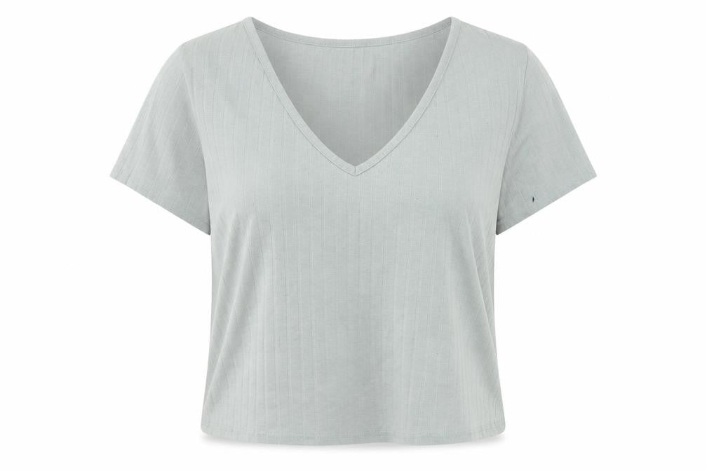 Womens UK Size 18 New Look Green Cropped T-Shirt