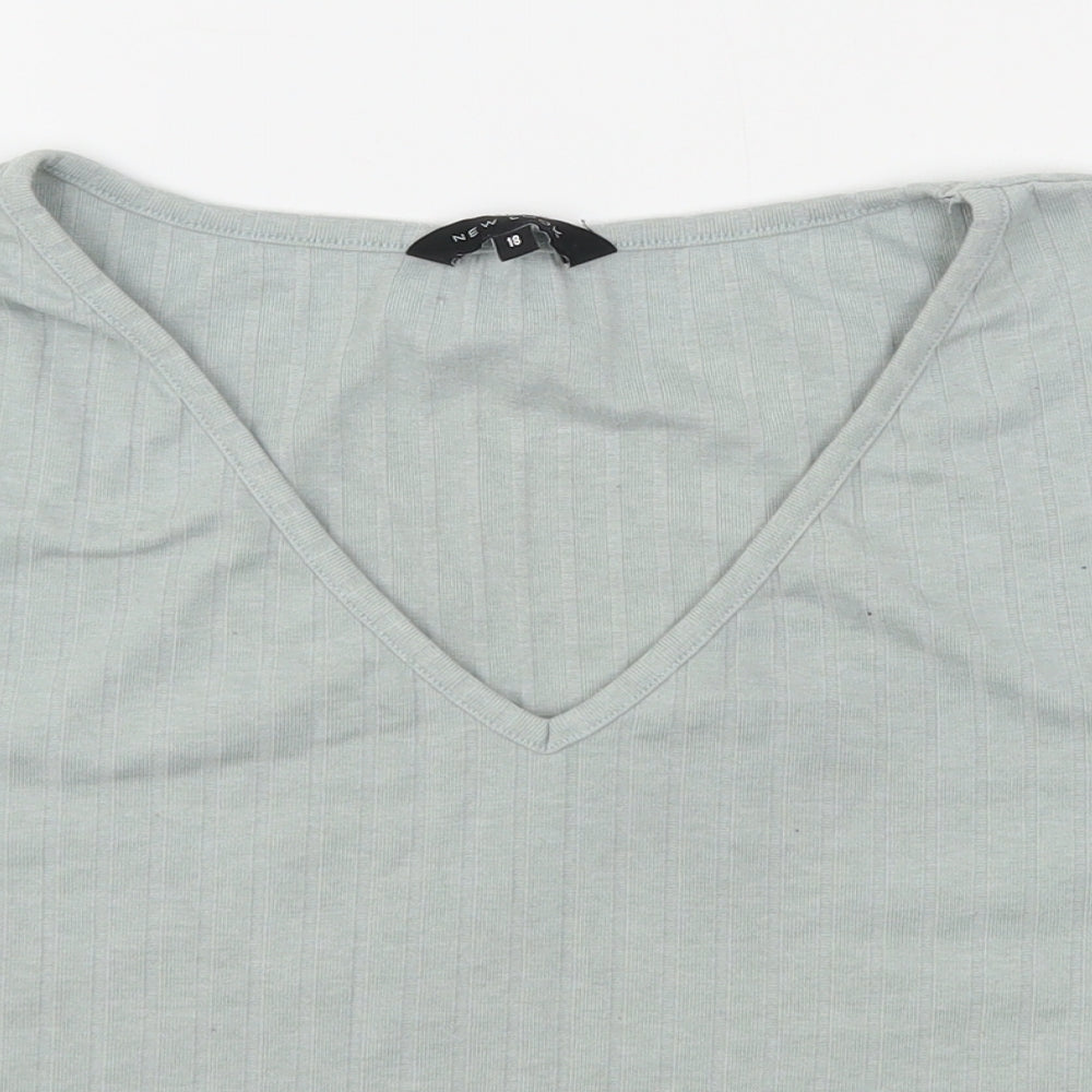 Womens UK Size 18 New Look Green Cropped T-Shirt