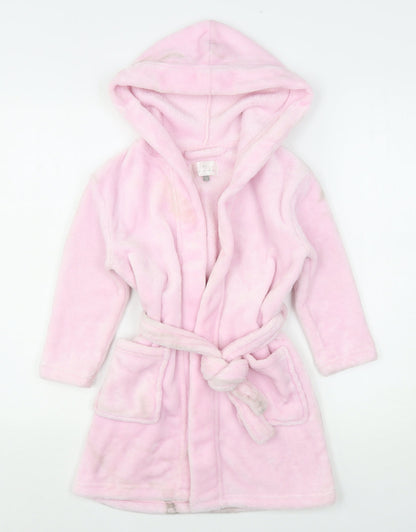 PJ Collection  Girls Pink Solid Polyester Kimono Gown Size 3-4 Years