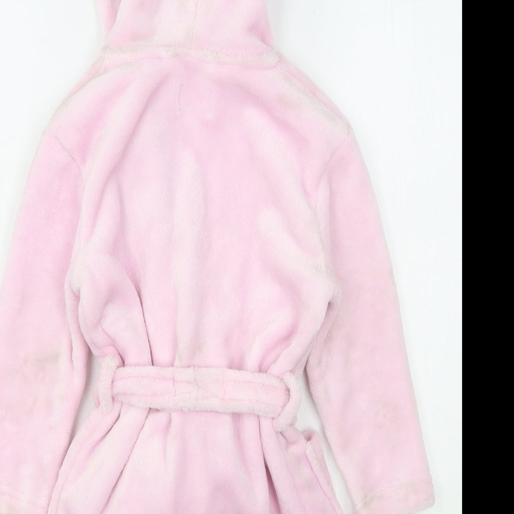 PJ Collection  Girls Pink Solid Polyester Kimono Gown Size 3-4 Years