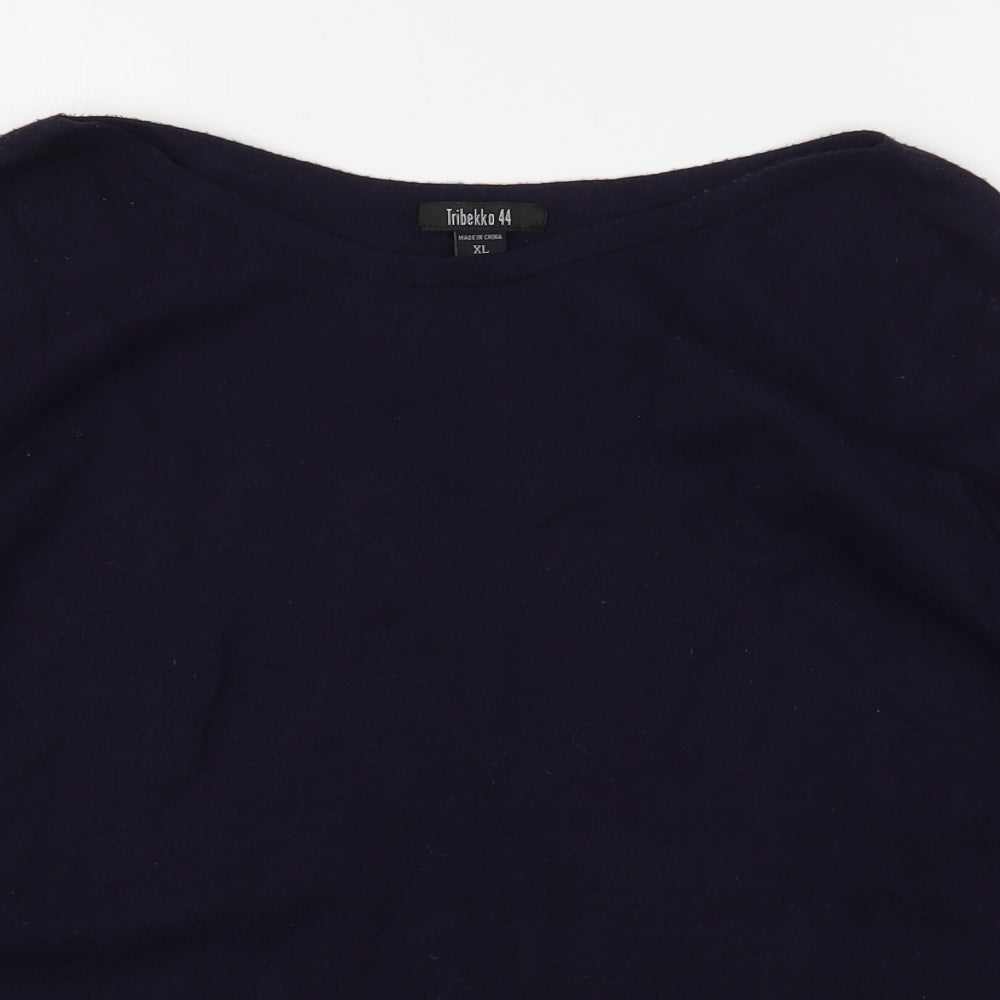 Tribekka 44 Womens Blue Round Neck  Rayon Pullover Jumper Size XL
